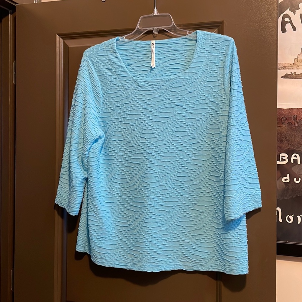 Aqua Blue 3/4 Sleeve Top - 1X